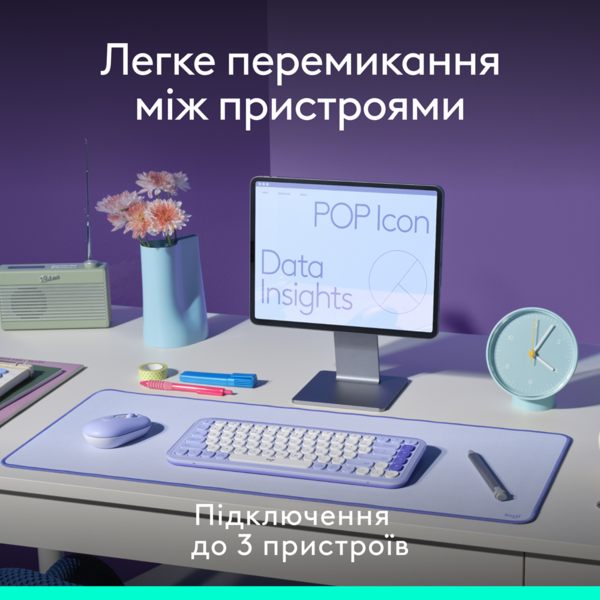 Комплект Logitech POP Icon Combo Bluetooth UA Graphite (920-013156) - Фото 8 Комплект Logitech POP Icon Combo Bluetooth UA Graphite (920-013156) - изображение 8