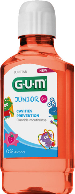 Набор GUM Junior Ополаскиватель для полости рта 300 мл + Зубная щетка Голубая + Зубная паста-гель 50 мл (3022_7630019902892/7630019902564/0070942304160) - изображение 2