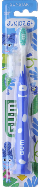 Набор GUM Junior Ополаскиватель для полости рта 300 мл + Зубная щетка Голубая + Зубная паста-гель 50 мл (3022_7630019902892/7630019902564/0070942304160) - изображение 4