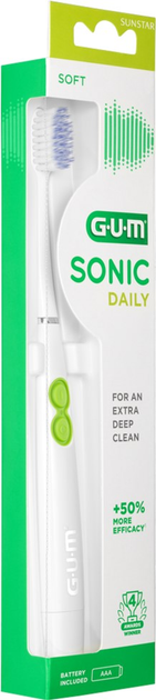 Набор GUM Электрическая зубная щетка Activital Sonic Daily Белая + Зубная нить Expanding Floss с эффектом расширения 30 м (7630019904773/0070942302401) - изображение 5