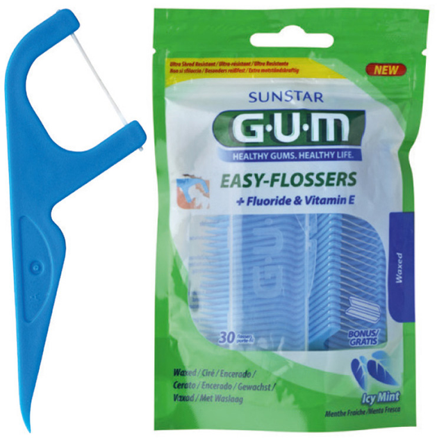 Набор GUM Электрическая зубная щетка Sonic Sensitive + Зубная нить Easy Flossers Vitamin E с фторидом 30 шт (4101MPK) - изображение 3