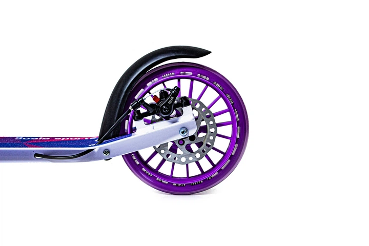 Детский самокат Scale Sports SS-23 + фонарик + звоночек. Дисковый тормоз. Передний амортизатор. Фиолетовый - изображение 7