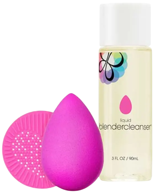 Zestaw Beautyblender Pureness Gąbka do makijażu fioletowa + Balsam do mycia pędzli i gąbek 90 ml + Płatki oczyszczające (815985026330) - obraz 1