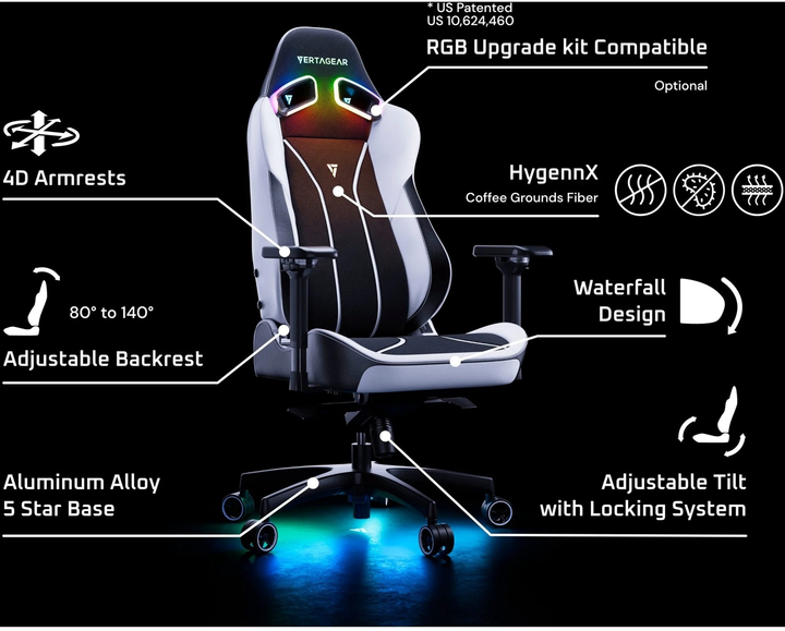 Ігрове крісло Vertagear SL5800 Black/White (VG-SL5800SE_WT) - зображення 12