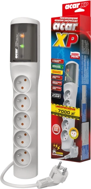 Listwa przeciwprzepięciowa HSK Data Acar XProtector 5 gniazd 5 m Gray (5904743095611) - obraz 3