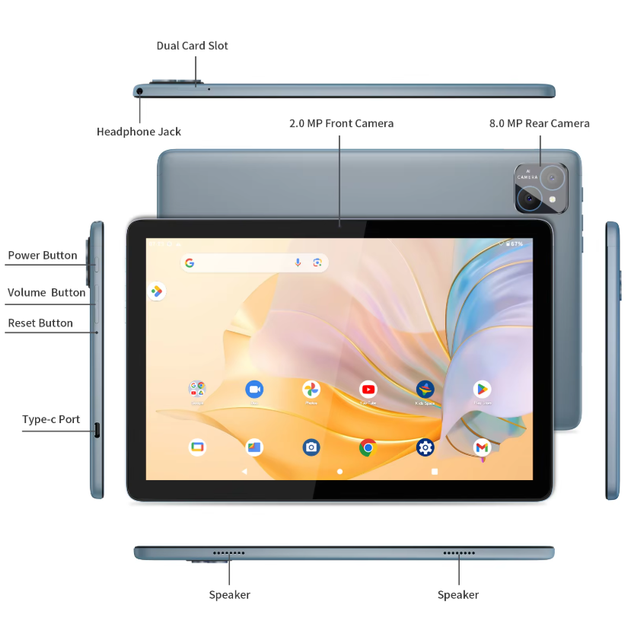 Планшет PRITOM TAB11 Android 14, 10 дюймов, 8 ГБ (4+4 расширения
