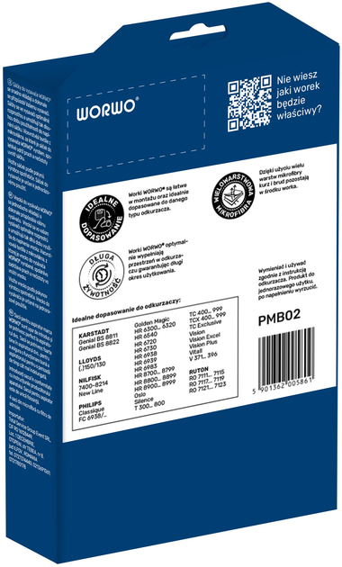 Zestaw worków Worwo do odkurzacza Philips Oslo PMB02 /KPL4 (PMB02) - obraz 3