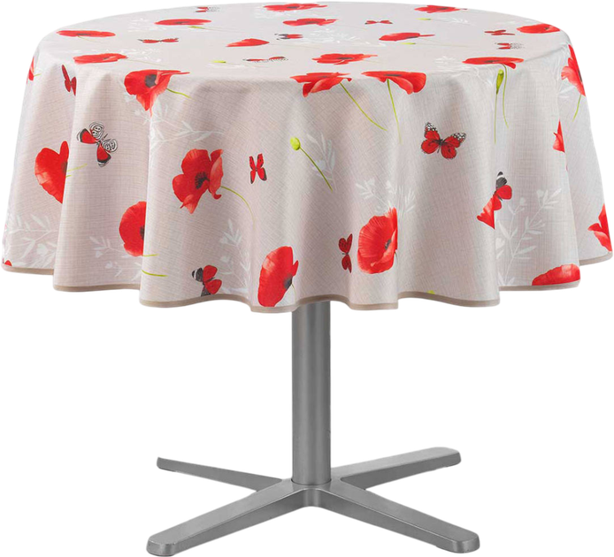 Obrus na stół Douceur d'interieur Sweet Poppy okrągły w maki 180 cm (3574387227734) - obraz 1