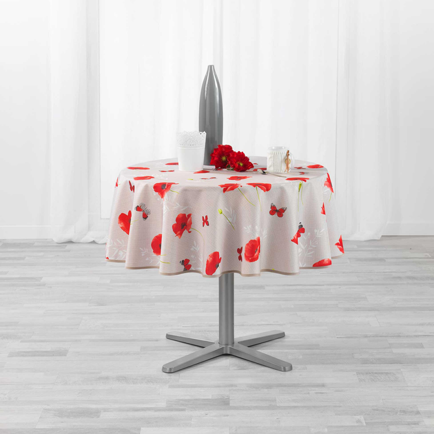 Скатертина Douceur d'interieur Sweet Poppy кругла в маках 180 см (3574387227734) - зображення 3