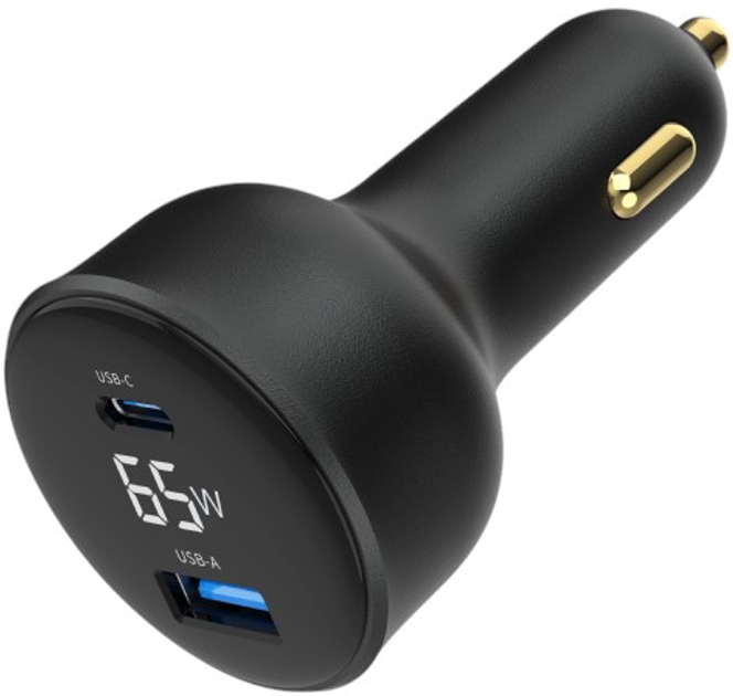 Ładowarka samochodowa Gembird USB-A(QC3.0), USB-C (PD) 65W Black (TA-UC-AC2PD65LCD-CAR-01) - obraz 7