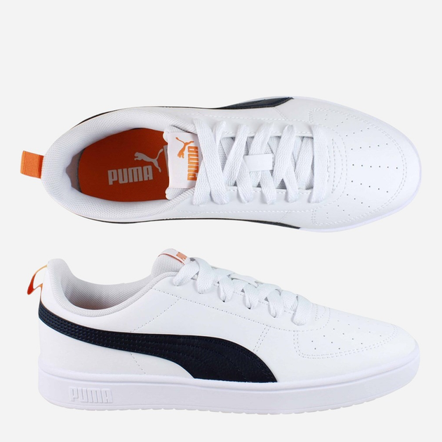 Підліткові кеди для хлопчика Puma Rickie Jr 38431140 35.5 (3UK) Білі з чорним і помаранчевим (4067983800252) - зображення 6