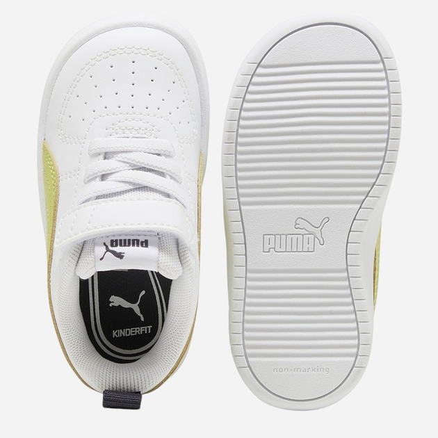 Sneakersy chłopięce na rzepy Puma Rickie AC+ Inf 38431436 27 (9UK) Białe z jasnozielonym - obraz 4
