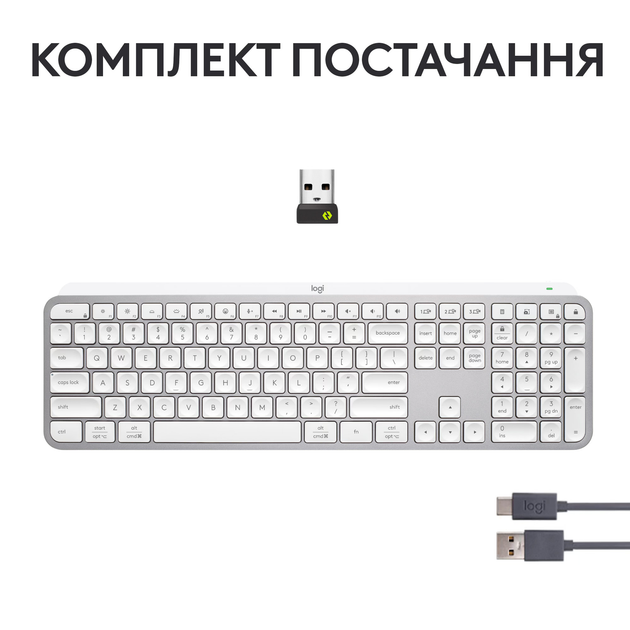 Клавиатура беспроводная Logitech MX Keys S Pale Grey UA (920-011588) - изображение 9
