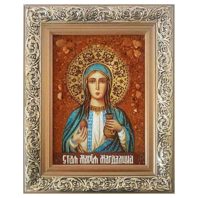 Ікона "Свята рівноапостольна Марія" бурштинова 20х30 - зображення 2