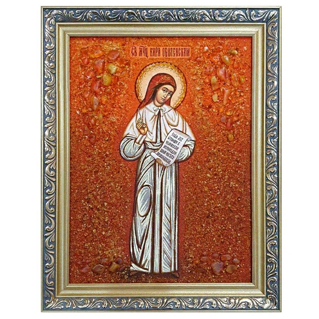 Икона "Святая мученица Кира Оболенская" янтарная 15х20 - Фото 1 Икона "Святая мученица Кира Оболенская" янтарная 15х20 - изображение 1