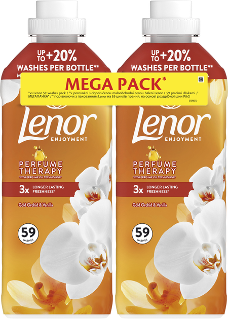 Упаковка кондиціонера для білизни Lenor Золота орхідея 118 циклів прання 1.239 л х 2 шт (8700216880855) - зображення 2