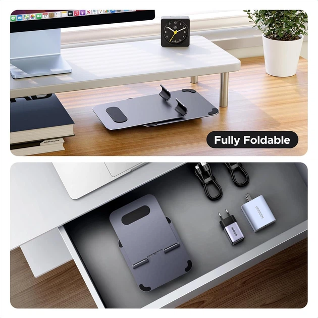 Подставка UGREEN LP894 для планшета 360° алюминиевая, настольная, iPad Pro, iPhone, Xiaomi, Galaxy Grey (45860) - Фото 6 Подставка UGREEN LP894 для планшета 360° алюминиевая, настольная, iPad Pro, iPhone, Xiaomi, Galaxy Grey (45860) - изображение 6