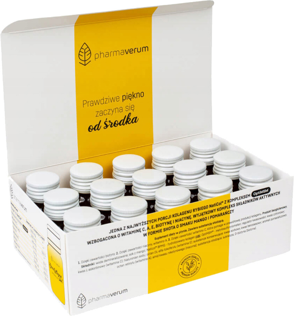 Suplement diety Pharmaverum Beautyllagen Shot Kolagen 15 x 30 ml Mango-pomarańcza (5903641915083) - obraz 3