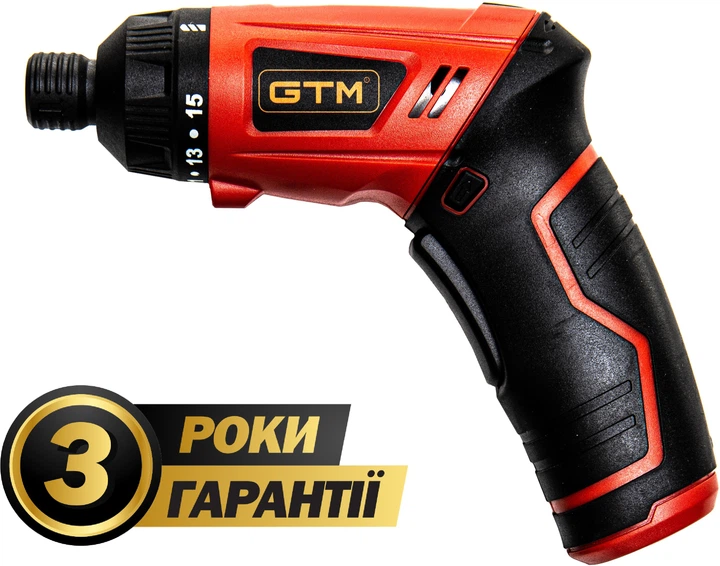 Викрутка акумуляторна GTM SD3,6/5, 3.6 В, 1.3 А·год, 5 Нм, 0-210 об/хв