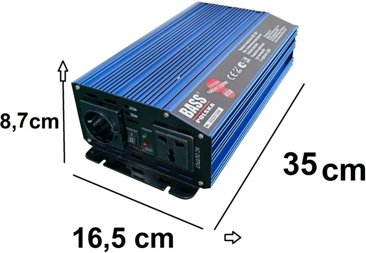 Przetwornica Bass Polska 2000/4000 W 12-230 V DC-AC BP-5013 (5902067627822) - obraz 3