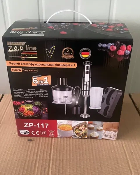 Блендер погружной домашний кухонный 6в1 Zepline ZP-117 1500Вт блендер, измельчитель, миксер - изображение 4