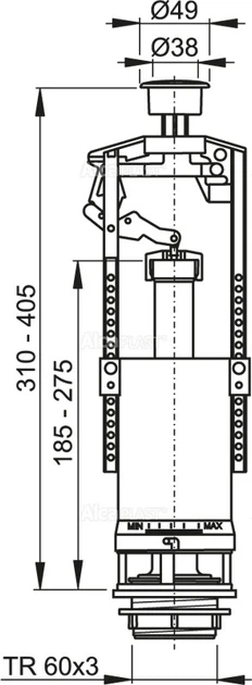 Сливной механизм для бачка со стоп-кнопкой AlcaPlast A2000-CHROM - изображение 2