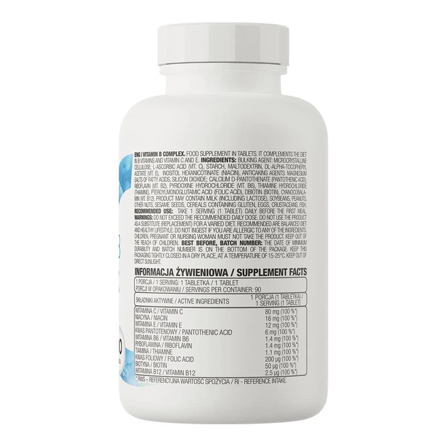 Вітамін Б OstroVit VITAMIN B COMPLEX 90 таблеток - зображення 2