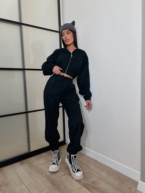Жіночий вельветовий костюм на блискавці Uaclothes 42-44 Чорний (like31427-116351349) - изображение 3