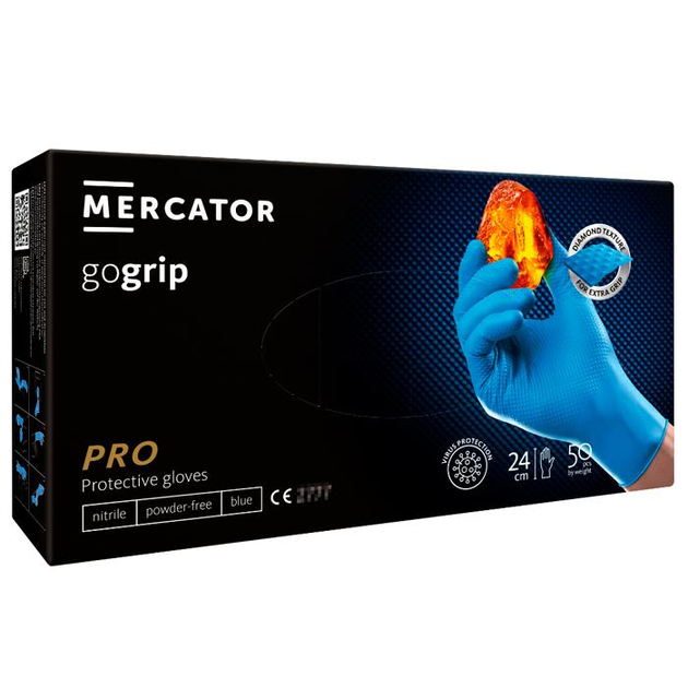 Рукавички нітрилові MERCATOR gogrip blue, розмір XL, 50 шт - зображення 1