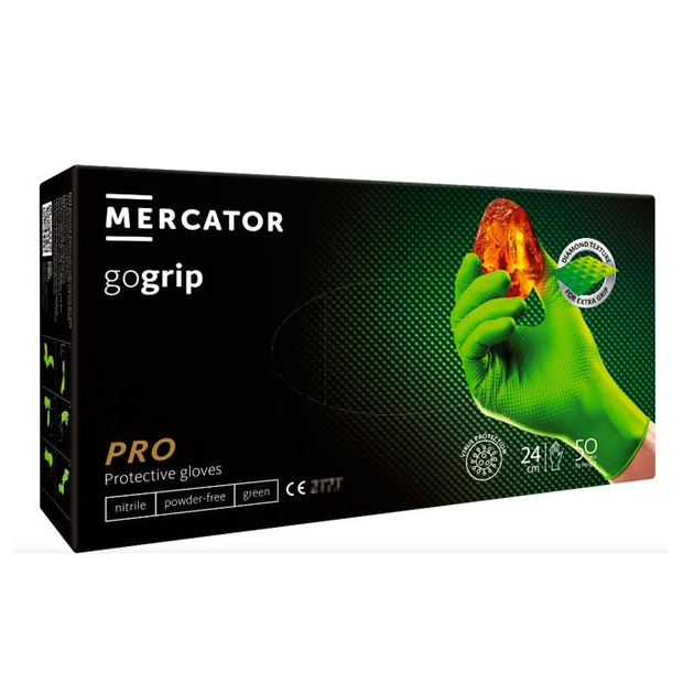 Рукавички нітрилові MERCATOR gogrip green, розмір XL, 50 шт - зображення 1