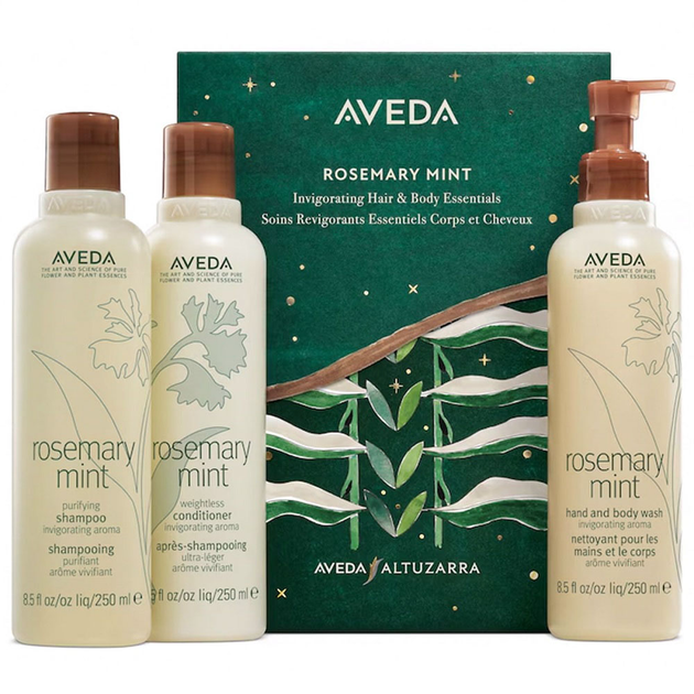 Набір по догляду за волоссям Aveda Rosemary Mint Шампунь 250 мл + Кондиціонер 250 мл + Гель для вмивання обличчя і миття рук 250 мл (018084065037) - зображення 1