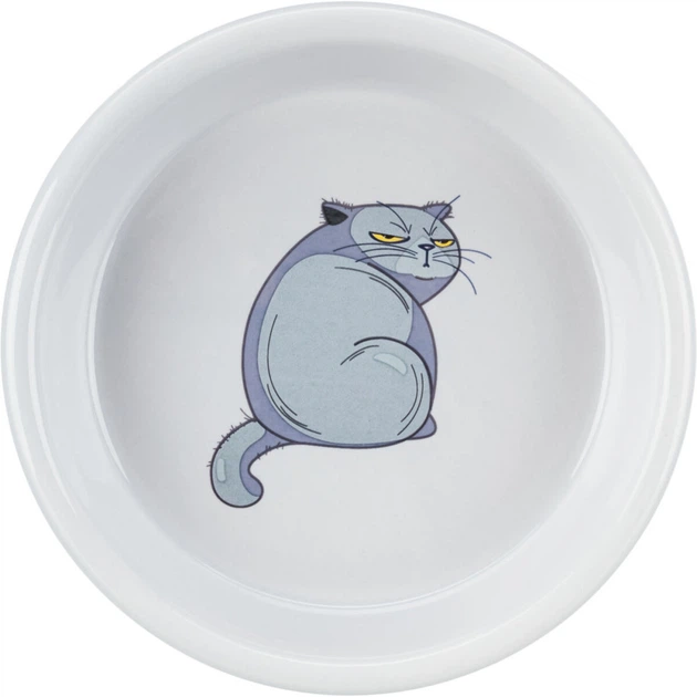 Миска Trixie для котів керамічна з принтом 0,25 л 13см сіра - Фото 1 Миска Trixie для котів керамічна з принтом 0,25 л 13см сіра - зображення 1