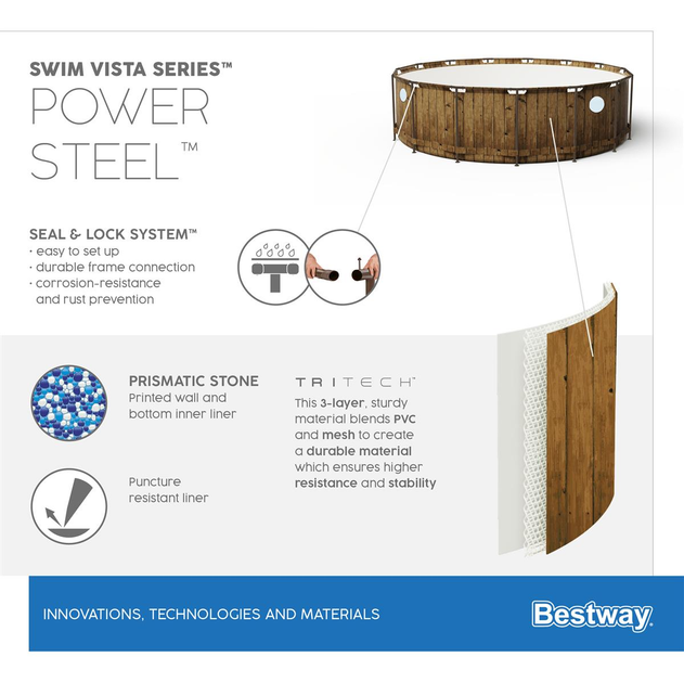 Basen rozporowy Bestway Power Steel Swim Vista Series II 549 x 122 cm 56977 Brązowy (6941607311554) - obraz 10