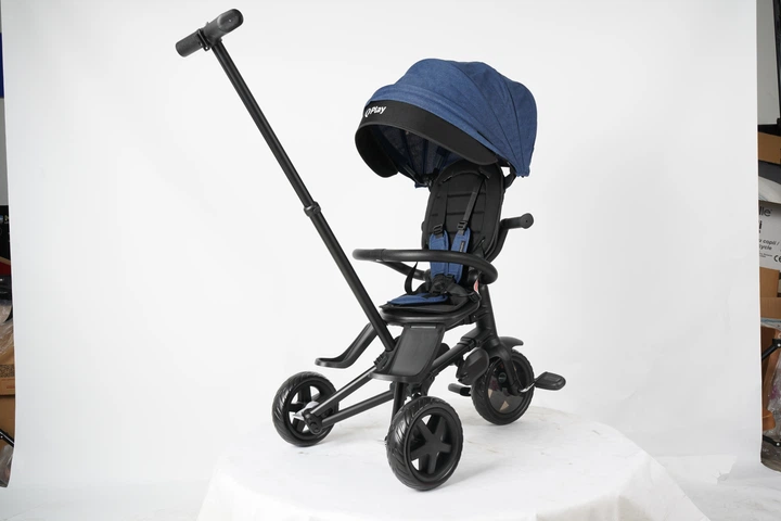 Велосипед детский Qplay Nova Niello Tricycle Складной Трехколесный с родительской ручкой Blue (S700-12Nova+EvaBlue) - Фото 2 Велосипед детский Qplay Nova Niello Tricycle Складной Трехколесный с родительской ручкой Blue (S700-12Nova+EvaBlue) - изображение 2
