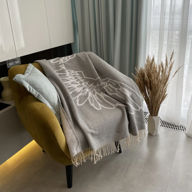 Плед SoundSleep Wings бавовняний 140х200 см сірий (653590756101) - зображення 3