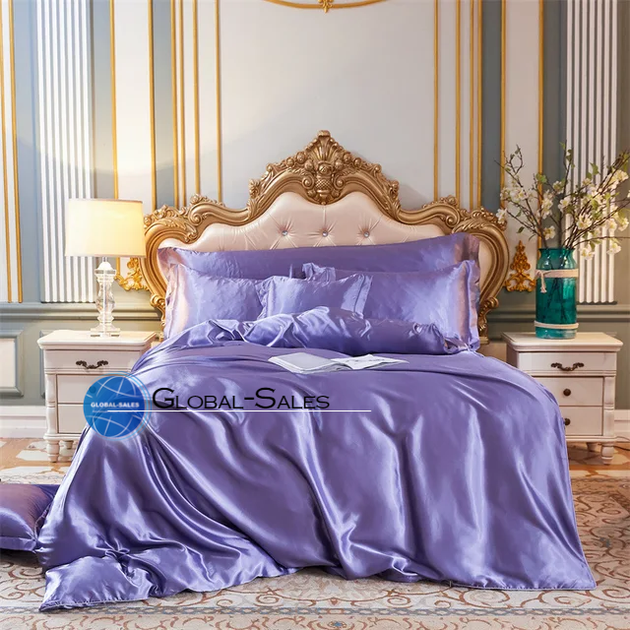 Атласное Сиреневое полуторное постельное белье Moka Textile 145*210 - Фото 3 Атласное Сиреневое полуторное постельное белье Moka Textile 145*210 - зображення 3