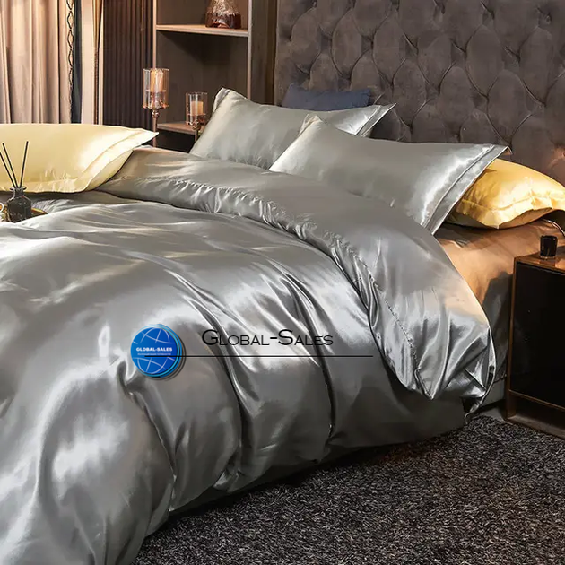 Атласное Серебряно-золотое полуторное постельное белье Moka Textile 145*210 - Фото 1 Атласное Серебряно-золотое полуторное постельное белье Moka Textile 145*210 - изображение 1