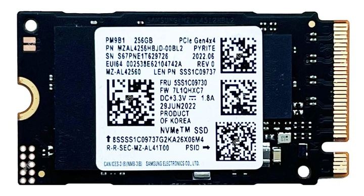 PM9B1① NVMe 256GB M.2 SSD 4枚セット【0210】 SSD Samsung PM9B1 256Gb M.2 2242 PCIe Gen4 x4 NVMe (MZAL4256HBJD