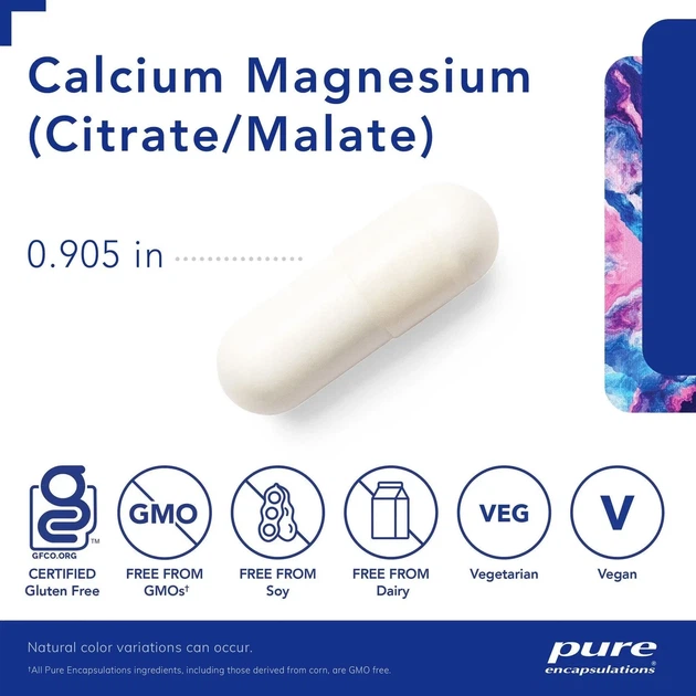 Кальцій Магній цитрат/малат Pure Encapsulations (Calcium Magnesium Citrate Malate) 180 капсул - изображение 5