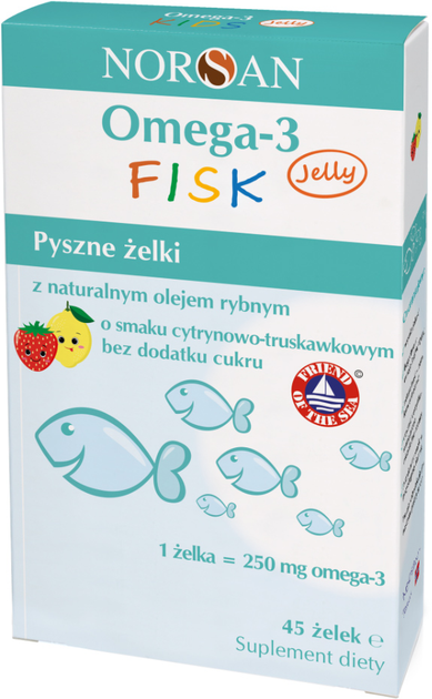 Suplement diety Norsan Omega 3 FISK 45 szt Cytrynowo-truskawkowy (4260698151248) - obraz 1