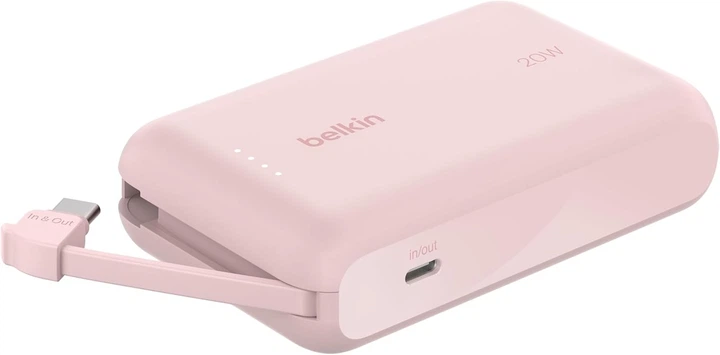 УМБ Belkin BoostCharge 10000 mAh 20W Built-In USB-C PD Pink (BPB021HQPK) - зображення 5