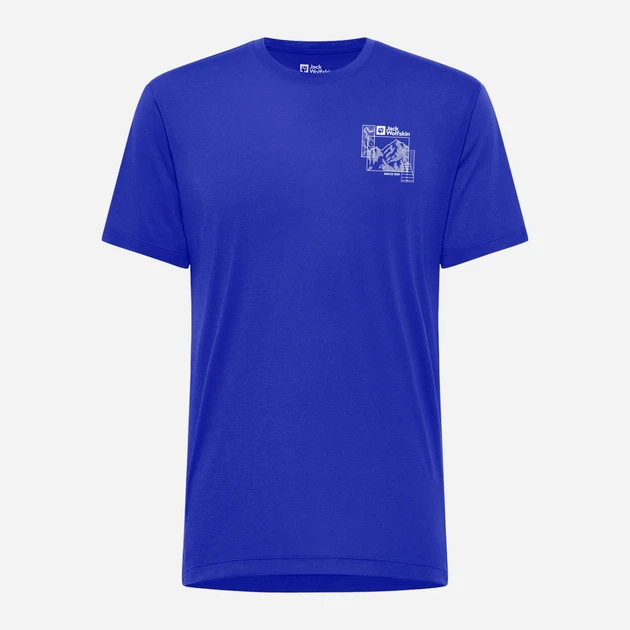 Футболка спортивная длинная мужская Jack Wolfskin Vonnan Graphic T M A62314-T0252 M Синяя (4064886425643) - изображение 5