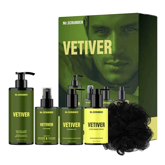 Парфюмерный набор косметики для мужчин Vetiver Perfumed Men's Essentials Set Mr SCRUBBER - Фото 1 Парфюмерный набор косметики для мужчин Vetiver Perfumed Men's Essentials Set Mr SCRUBBER - изображение 1