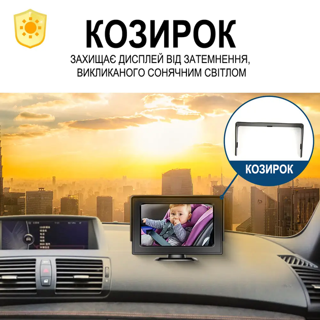Автомобильная видеоняня для присмотра за детьми во время вождения Podofo Z-2102, монитор с камерой заднего вида с ночным видением, черный - изображение 2