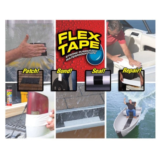Сверхпрочная лента/скотч FLEX TAPE 30 см Черный - изображение 4