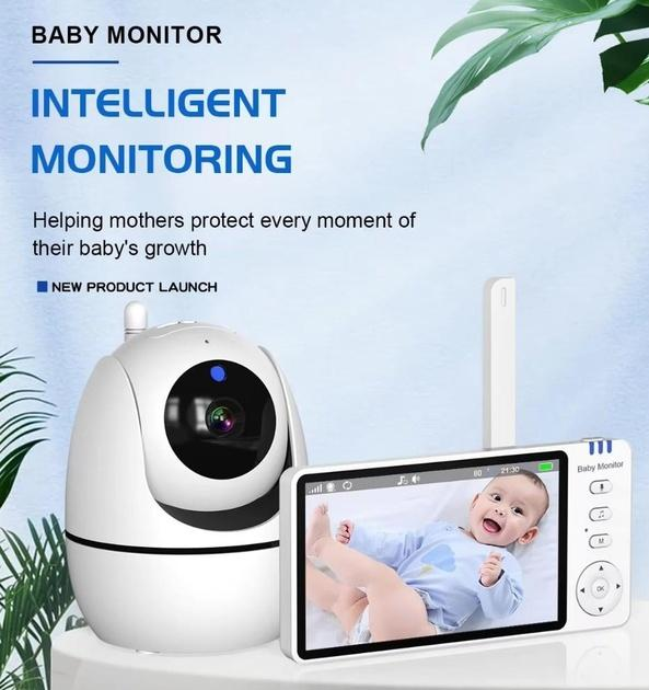 Видеоняня Baby Monitor ABM501-USB с 5-дюймовым LCD монитором, датчиком звука, ночное виденье, беспроводная, поворотная радионяня, измерение температуры - изображение 3