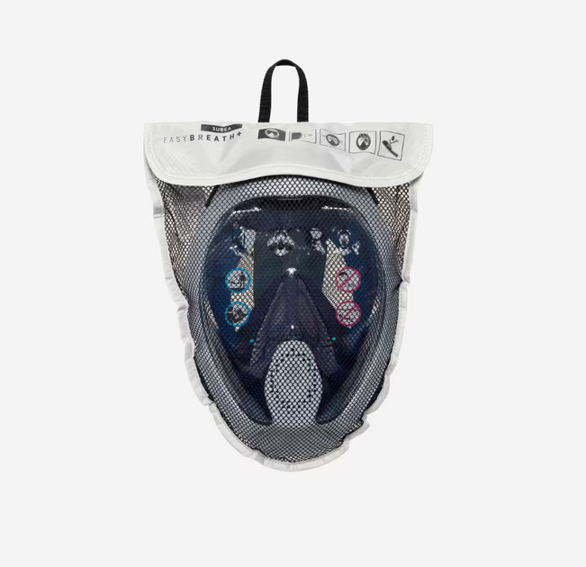 Повнолицьова Маска для Плавання Пірнання Снорклінгу Subea Easybreath+ Freetalk S/M Блакитний - зображення 2