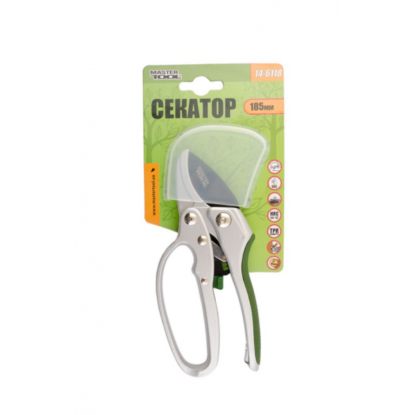 Секатор садовый Mastertool 185 x 15 мм храповый механизм (14-6118) тефлоновое покрытие - изображение 2
