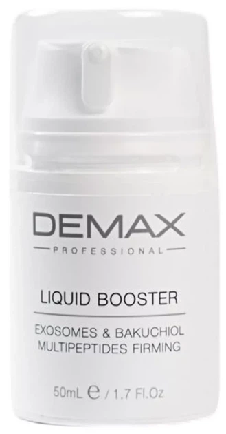 Жидкий мультипептидный бустер с экзосомами и бакухиолом Demax Liquid Booster Exosomes&Bakuchiol Multipeptides Firming, 50 мл - Фото 1 Жидкий мультипептидный бустер с экзосомами и бакухиолом Demax Liquid Booster Exosomes&Bakuchiol Multipeptides Firming, 50 мл - изображение 1