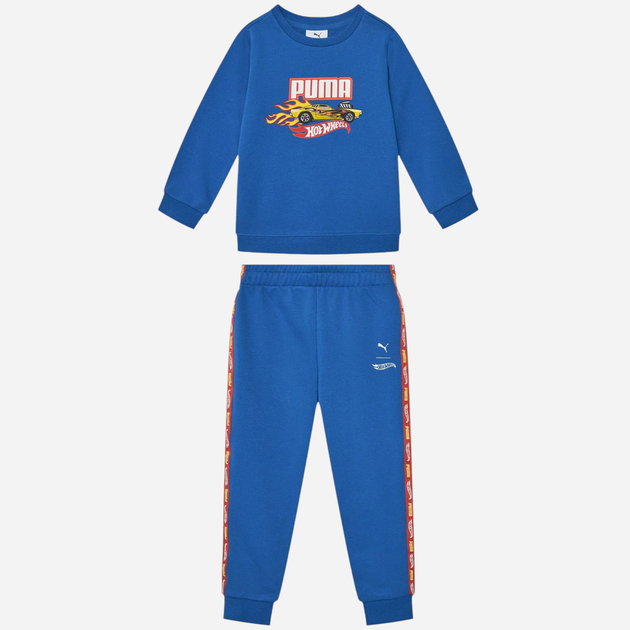 Dres chłopięcy (bluza bez kaptura + spodnie) Puma x Hot Wheels Minicats Crew Set Inf 63007358 98 cm Niebieski (4067983574153) - obraz 1